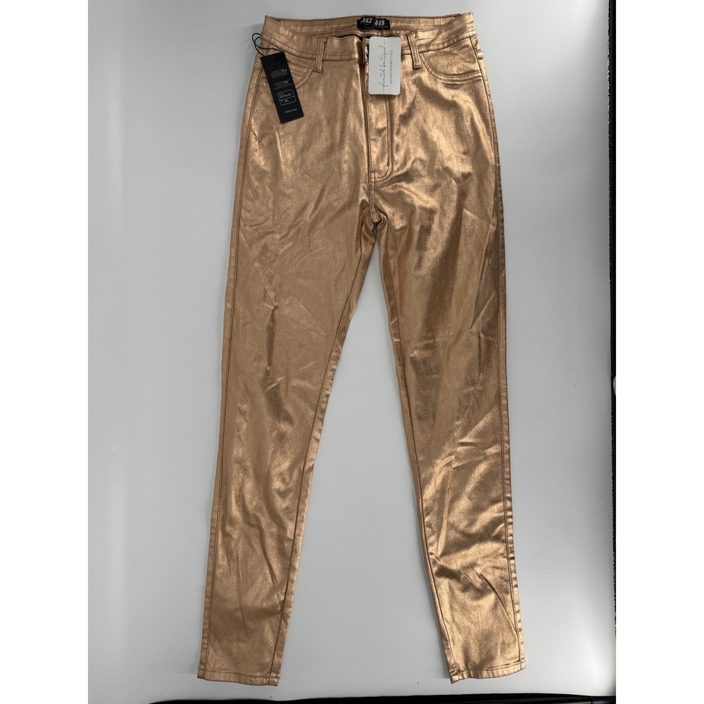 JC JQ Rose Gold Metallic High Rise Skinny Jeans Pants Women's XL GP4100 RG